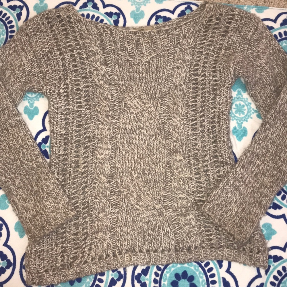 Gray and white sweater